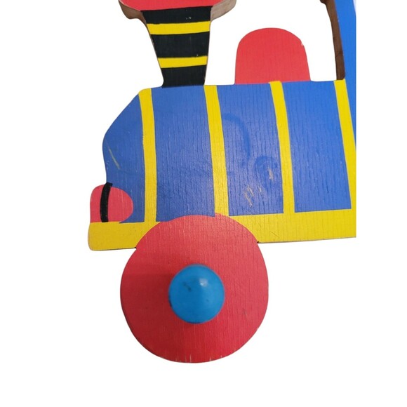 Vintage Grossman Train Bear Wall Hanging Coat or Hat Rack 4 Pegs Baby Germany - Picture 2 of 9